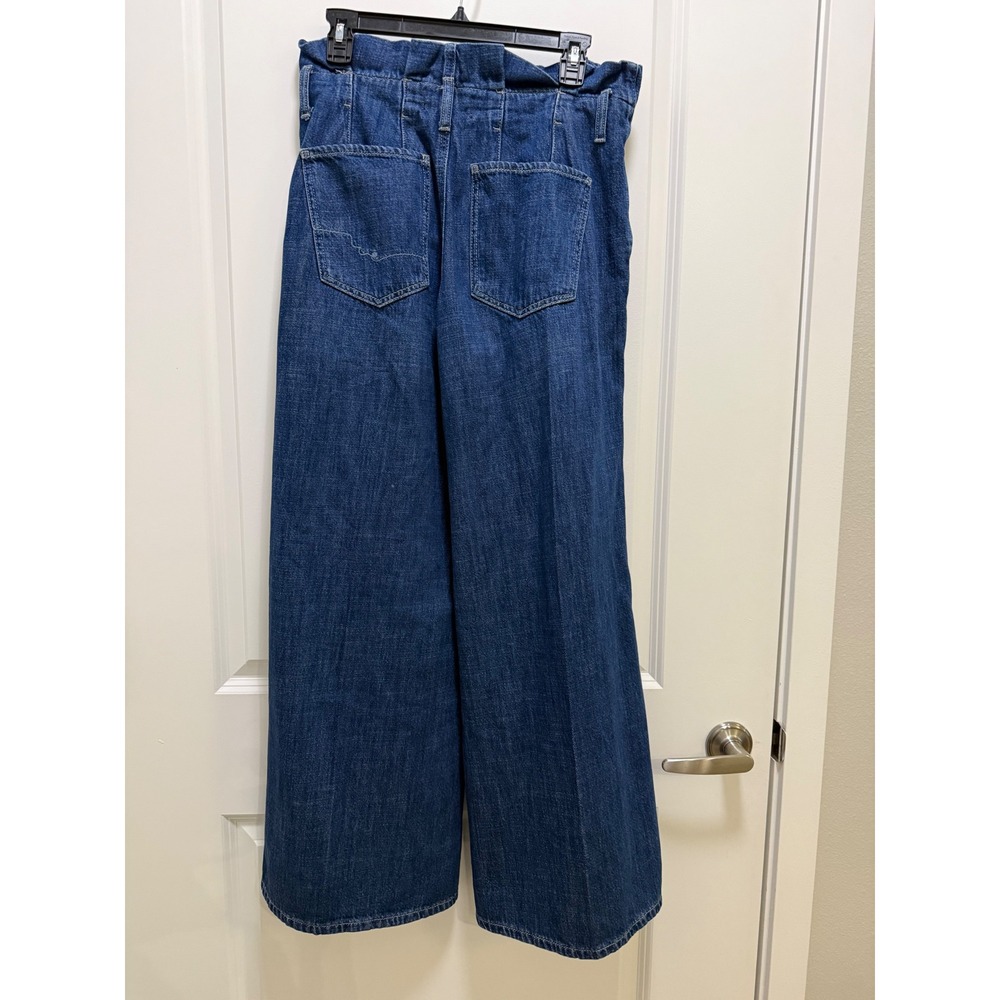 We The Free Free People Wide Leg Pleated Jean Blue Medium Wash High Rise Size 28 - Picture 2 of 7